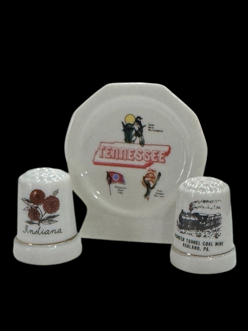 Lot of 3 Vintage Kitschy State Souvenirs from Tenneesee Pennsylvania and Indiana